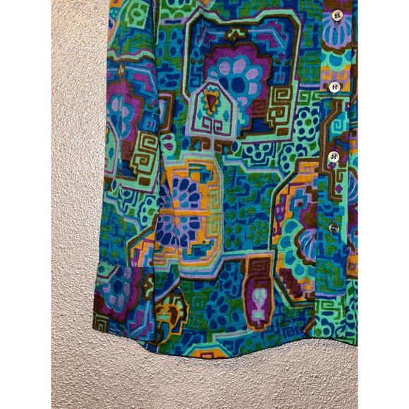 Vintage Artsy Old Money Coquette Edgy Stained-glass Abstract Button Cuffs Top - Picture 3 of 7